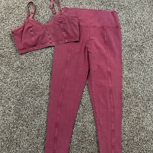 Stylish Pink Leggings and Bralette Set